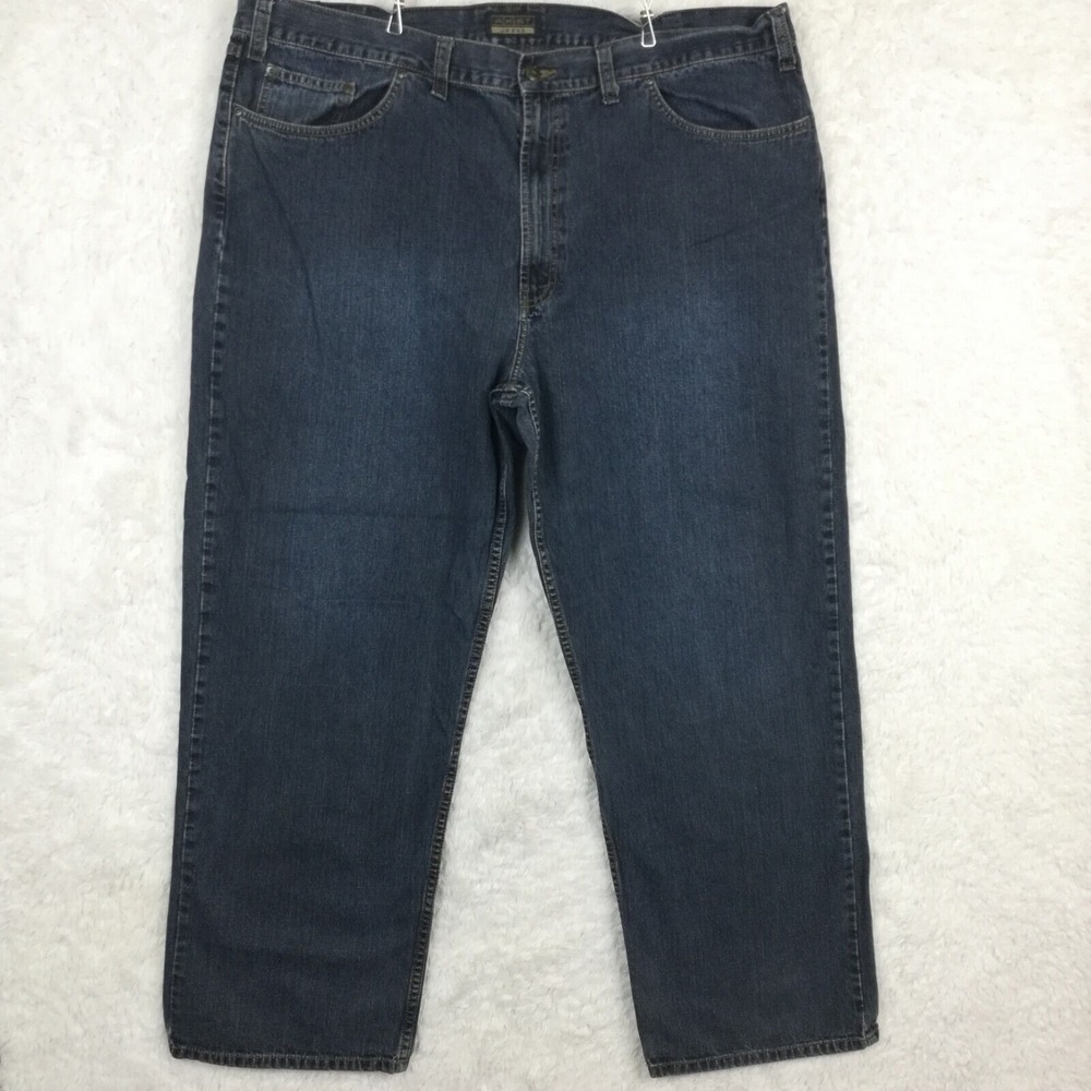 Axist Mens Jeans Straight Leg Blue Denim Dark Wash Relaxed Fit 46x32